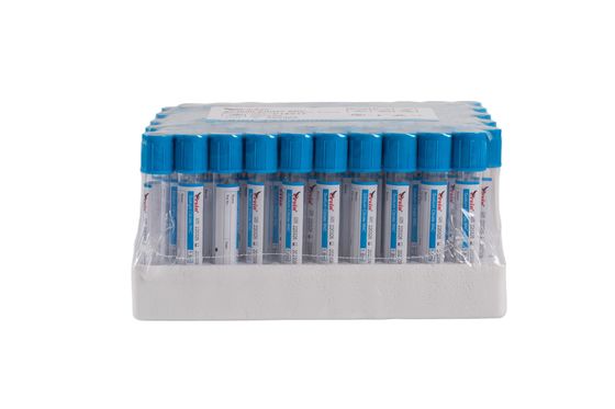 Blue-Top Blood Collection Tube with Rapid Clotting and Pre-determined Vacuum Level Using Composite Antimony System Technology
