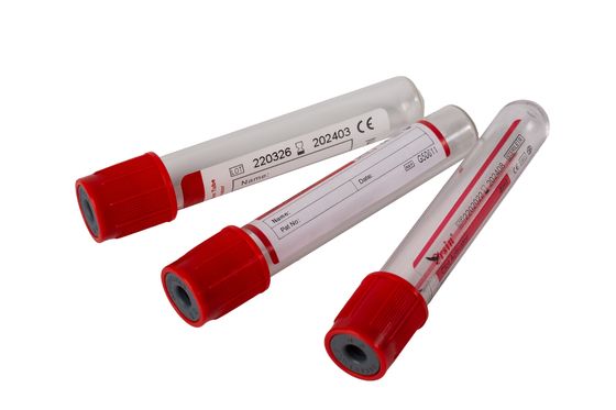 Kırmızı cam PET Plastik 1ml-10ml Biyokimya için Serum Pıhtı Aktifleyici Tüpler